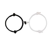 Fictory Coppia di braccialetti magnetici - corda regolabile con campana a cuore per legame relazionale, set coordinato bianco e nero
