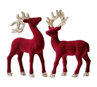 Fictory Coppia di renne rosse, statue di cervo glitterate con finitura floccata, decorazione da tavolo per le vacanze per il caminetto della casa e la vetrina