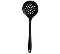 Fictory Cucchiaio da cucina in silicone, antiaderente, filtro dell'olio per una facile cottura, colore nero, design salvaspazio