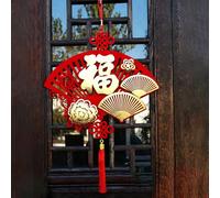 Fictory Decorazione da parete in lamina d'oro 3D, personaggio tradizionale cinese Fu con ventaglio e peonia, decorazione per la casa per il soggiorno e gli spazi interni