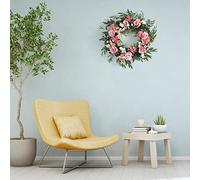 Fictory Ghirlanda artificiale da appendere per decorazione natalizia, 56 cm, ghirlanda floreale con rose per porta d'ingresso, decorazione da parete, decorazione per la casa tutto l'anno con verde in