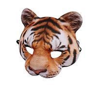 Fictory Maschera a mezzo viso da tigre gialla, in EVA, con cinturino regolabile, per feste di Halloween, cosplay e balli in maschera