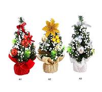 Fictory Mini decorazioni per albero di Natale, 20 x 10 cm, ornamenti da scrivania con scintille bianche dorate, decorazione festiva da tavolo per casa, ufficio, decorazione per le vacanze