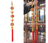 Fictory Ornamenti per Capodanno cinese 2026, decorazione da appendere con stringa a cinque anelli con benedizioni di buon auspicio, lanterna e simboli della fortuna per la decorazione della casa