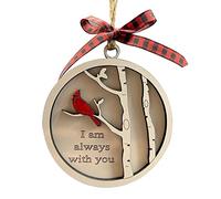 Fictory Ornamento commemorativo cardinale in legno con messaggio inciso "We Are Always With You", decorazione per albero di Natale realizzata a mano per commemorazione e comfort