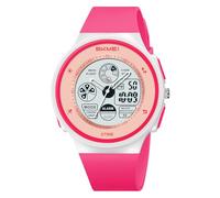 Fictory Orologio digitale unisex, impermeabile fino a 50 m, retroilluminazione EL, doppio fuso orario, perfetto per turni notturni, multifunzione, precisione conveniente, Blu scuro, azzurro, rosso