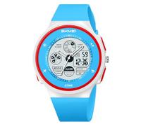 Fictory Orologio digitale unisex, impermeabile fino a 50 m, retroilluminazione EL e cronometro, perfetto per l'uso notturno, doppio fuso orario, design multifunzionale, affidabile e conveniente, Blu