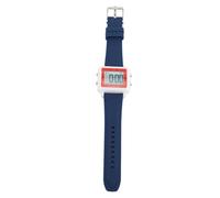 Fictory Orologio LED unisex, elegante compagno di viaggio e fitness, doppio orario e cronografo, design impermeabile, perfetto per ogni occasione, cassa bianca con cinturino blu, Cassa bianca