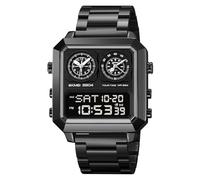 Fictory Orologio sportivo da uomo, doppio fuso orario e cronografo, per non perdere mai un momento con conto alla rovescia e sveglia, resistente all'acqua fino a 30 m, display luminoso per visione