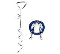 Fictory Palo per legare il cane, ancoraggio a spirale in acciaio al carbonio resistente con cavo in acciaio da 3 m per cani di grandi dimensioni, sistema di terra sicuro per campeggio e giardino