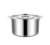 Fictory Pentola in acciaio inox, grande capacità, con coperchio, riscaldamento uniforme, facile da pulire, 45 cm, doppie maniglie per un sollevamento sicuro, cucina multifunzionale
