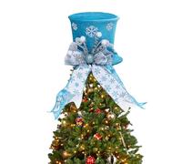 Fictory Puntale per albero di Natale, cappello di Babbo Natale blu con fiocco pieghevole a molla, puntale per albero di Natale per decorazioni natalizie