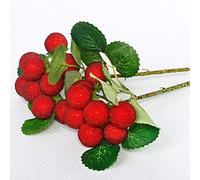 Fictory Ramo di frutta artificiale in cera rossa, realistica frutta finta con foglie di seta, decorazione per la casa per pareti delle piante, centrotavola, decorazione per matrimoni e feste