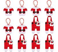 Fictory Set di 12 portautensili natalizi a forma di Babbo Natale, per coltelli, forchette, cucchiai, decorazioni natalizie per feste, cene e feste