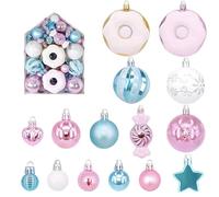Fictory Set di 72 ornamenti natalizi a forma di ciambella, palline dipinte colorate per decorare l'albero di Natale e decorazioni natalizie per la casa