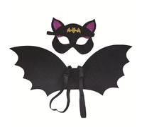 Fictory Set di costume per Halloween, ali di pipistrello, con maschera per gli occhi, per bambini, per cosplay, pipistrello, con ali elastiche e morbide per vestire e giocare a fingere