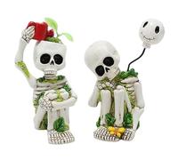 Fictory Set di statue a scheletro pensante, decorazione creativa da giardino di Halloween, decorazione da giardino per esterni, decorazione da giardino, giardino, patio, cimitero, scena, decorazioni