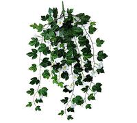 Fictory Vite artificiale mattutina gloria, pianta bianca da appendere per la decorazione della parete della casa, decorazione per feste di nozze, decorazione da appendere per interni ed esterni