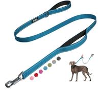 Fida Guinzaglio per cani con doppi manici imbottiti, guinzaglio riflettente resistente da 1,5 m, guinzaglio da passeggio per cani di taglia media e grande, guinzaglio in nylon resistente con gancio in