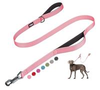 Fida Guinzaglio per cani resistente, con 2 comode maniglie imbottite, maniglia per traffico e gancio facile avanzato, guinzaglio riflettente per cani di taglia grande, media e piccola, rosa