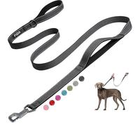 Fida Guinzaglio per cani resistente con 2 comodi manici imbottiti, manico per traffico e gancio rapido avanzato, guinzaglio da passeggio riflettente per cani di taglia grande, media e piccola, nero