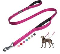 Fida Guinzaglio per cani resistente da 1,5 m, con 2 comode maniglie imbottite, maniglia per traffico e gancio a scatto avanzato, guinzaglio riflettente per cani di taglia grande, media e piccola, rosa