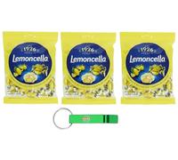 Fida Perugia Lemoncella, Caramelle Ripiene di Liquore al Limone, 3 Buste da 175g + Portachiavi Beni Culinari in Omaggio
