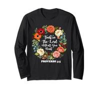 Fidati del Signore Proverbi 3:5 Cristiano Floreale Credente Dio Maglia a Manica
