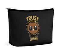 Fidati del tuo sentimento da gatto. Borsa per il trucco Borsa cosmetica da viaggio portatile Grande borsa con cerniera Borsa organizer in pelle PU Borsa da toilette