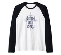 Fidati e obbedisci Inno Cristiano Croce Gotica Maglia con Maniche Raglan