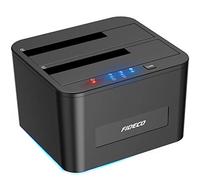 FIDECO Docking Station per Dischi Rigidi, Docking Station per HDD SATA USB 3.0 per HDD/SSD SATA da 2,5 e 3,5 pollici, Dual Bay, Supporto per Clonazione Offline e 2 Dischi Rigidi da 16TB