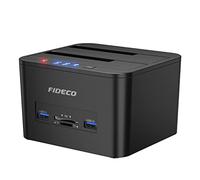 FIDECO Docking Station per Disco Rigido, USB 3.0 Docking Station per 2,5" e 3,5" SATA HDD SSD, con lettore di schede TF & SD, supporta clone Offline
