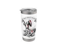 Fides Vincit Malum Cristiano Templare Cavaliere Croce Bicchiere termico in acciaio inox doppia parete