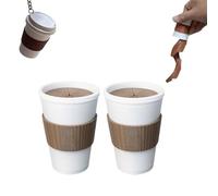 Fidget per fuoriuscite di caffè stampato in 3D, portachiavi twisty pint fidget, giocattolo a spirale con effetto versato realistico, divertente gadget da scrivania sensoriale antistress (2pcs)