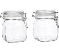 Bormioli Fido - Set di 2 vasetti in vetro per conserve da 0,75 l, con chiusura a leva e anello in gomma