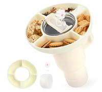 FIDWALL Ciotola per snack in silicone compatibile con la Stanley da 40 oz, riutilizzabile, adatta per la tazza Stanley 1.0/2.0, con fondo e cappuccio per cannuccia, 4 scomparti per caramelle (Bianco)