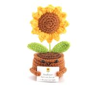 FIDWALL Fiore all’Uncinetto Positivo con Messaggio Motivazionale - Ricordo del Mese di Nascita Fatto a Mano per Donna - Supporto Emozionale, Portafortuna, Decorazione Originale (Girasole - Lug/Ott)