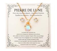 FIDWALL Gioielli da donna - Collana e orecchini in pietra di luna, regalo per donna collana, idea regalo originale per adolescenti e adulti, figlia, mamma, sorella, amica. (oro)