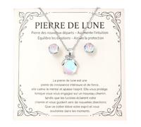 FIDWALL Gioielli Donna - Collana e Orecchini in Pietra di Luna, Regalo per Donna, Adolescenti, Figlia, Mamma, Sorella, Amica Cofanetto Regalo Natale & Compleanno con Cartolina (Argent)