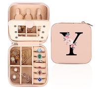 FIDWALL scatola per gioielli da viaggio, personalizzata A-Z, portatile, con specchio