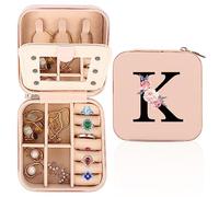 FIDWALL scatola per gioielli da viaggio, personalizzata A-Z, portatile, con specchio