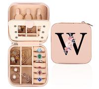 FIDWALL scatola per gioielli da viaggio, personalizzata A-Z, portatile, con specchio