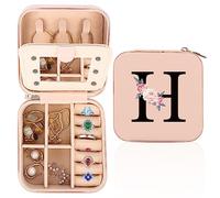 FIDWALL scatola per gioielli da viaggio, personalizzata A-Z, portatile, con specchio