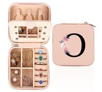 FIDWALL scatola per gioielli da viaggio, personalizzata A-Z, portatile, con specchio