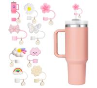 FIDWALL Set 9 Pezzi, compatibile con Stanley Cup, accessori personalizzati con ciondolo lettera, tappo in silicone 10mm, coperchio riutilizzabile e antipolvere per borraccia 40/30 Oz. (M)