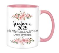 FIDWALL Tazza da caffè in ceramica,regalo di pensione 2025 per le donne,bellissima frase,Per questa tazza ho dovuto lavorare a lungo,idea regalo per la pensione,tazza per pensionati in rosa
