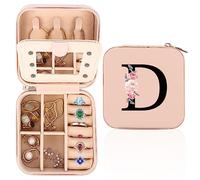 FIDWALLScatola per gioielli da viaggio, personalizzata A-Z, portatile, con specchio