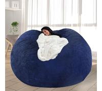 FIEATES Big Joe - Pouf a pera per adulti e bambini, rotondo, oversize, confortevole, senza imbottitura, per camera da letto, soggiorno, 2,1 m, colore: blu