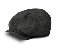fiebig 8-Panel Berretto in Pelle per Uomo e Donna | Bakerboy cap con Fodera per Tutto L'Anno | Cappello con Visiera (59-L, Nero)