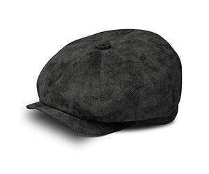 fiebig 8-Panel Berretto in Pelle per Uomo e Donna | Bakerboy cap con Fodera per Tutto L'Anno | Cappello con Visiera (61-XL, Nero)